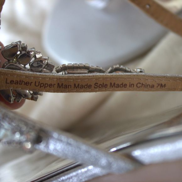 Badgley Mischka Melinda II Embellished Crystal Evening Sandals w/ bag | Silver 7 - Picture 8 of 13